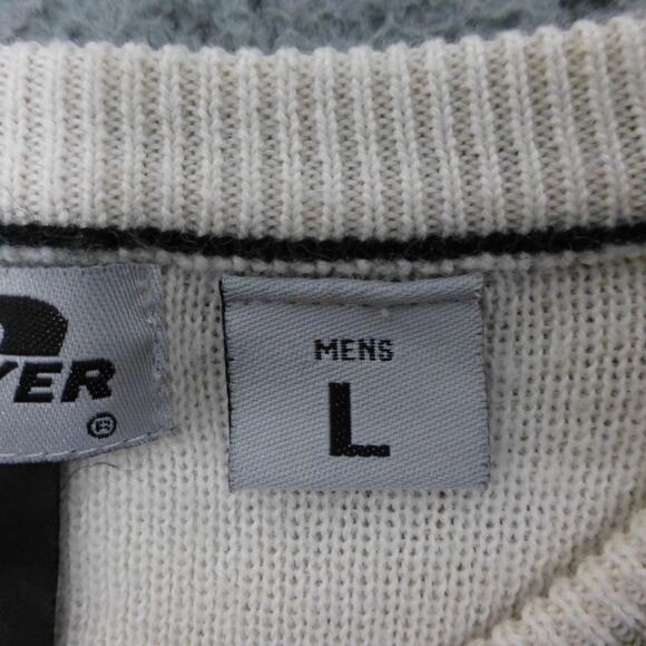 VTG Obermeyer Sweater Mens Large Wool Acrylic Beige Y2K Knit Pullover Crew Neck - Picture 9 of 10